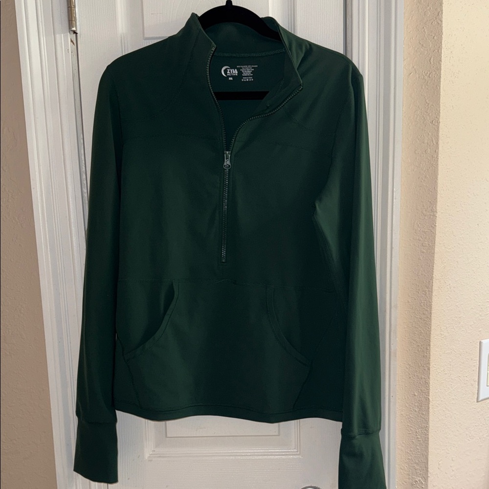 Women's Forest Green Quarter-Zip Pullover Hoodie